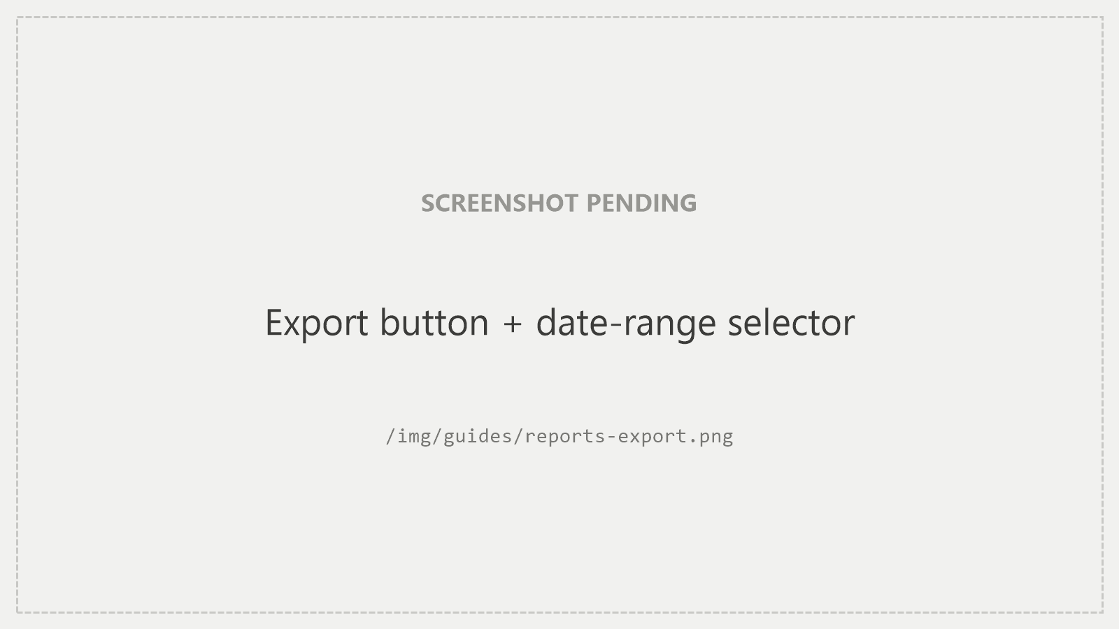 The Export control on a report, with a date-range selector.