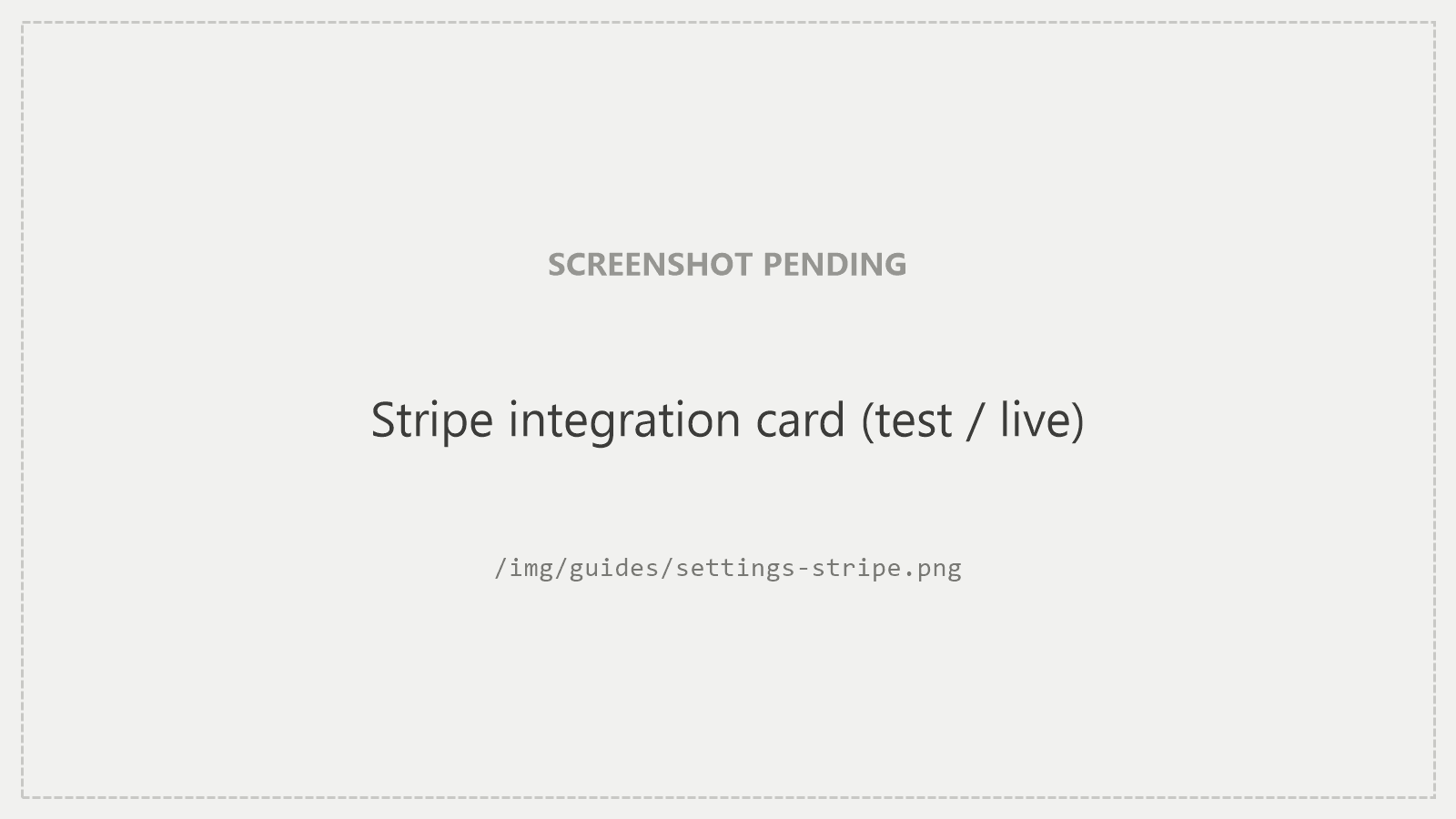 The Stripe integration card: connected status with test and live indicators.