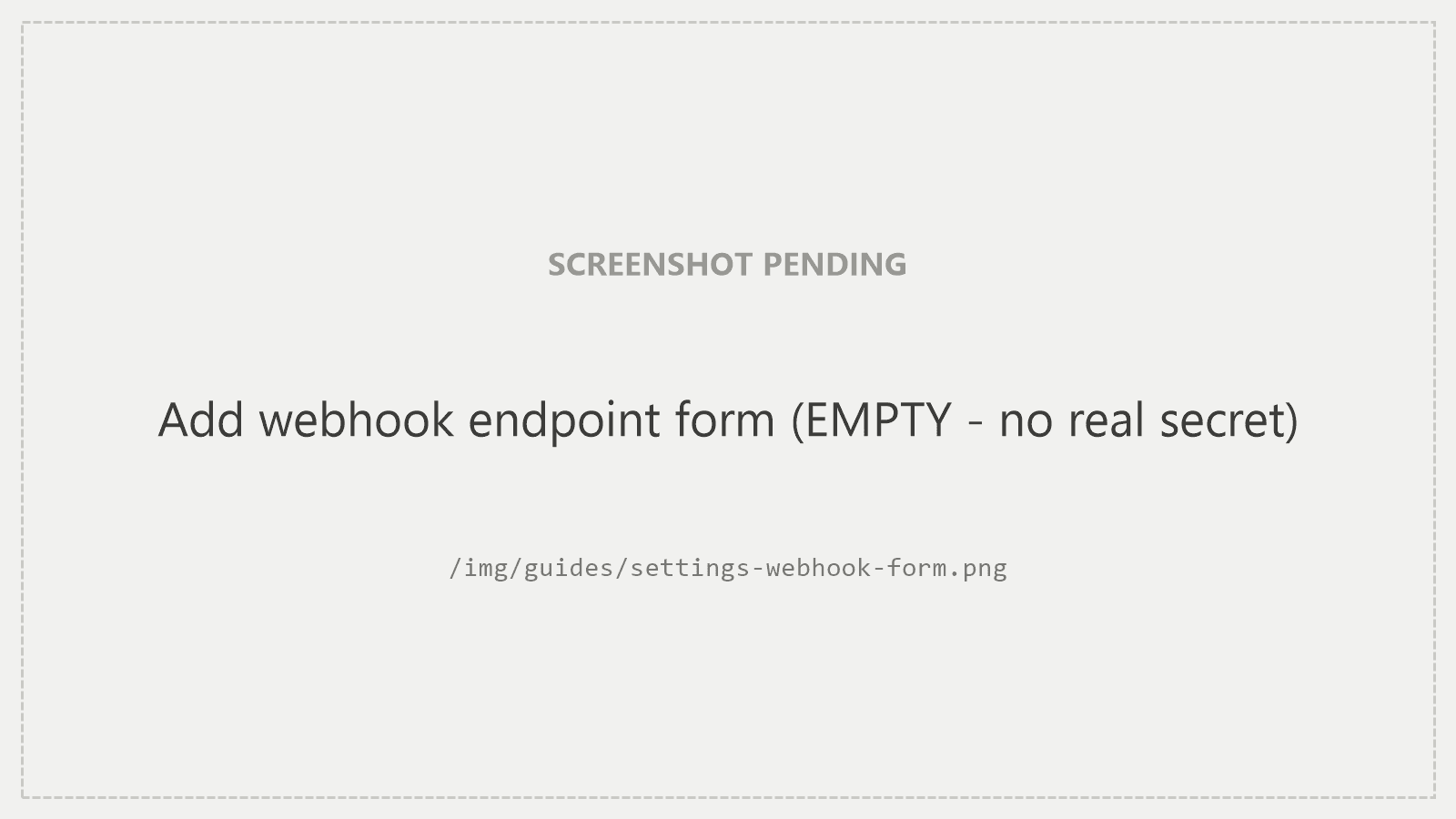 The Add webhook endpoint form: URL and event-type checkboxes.